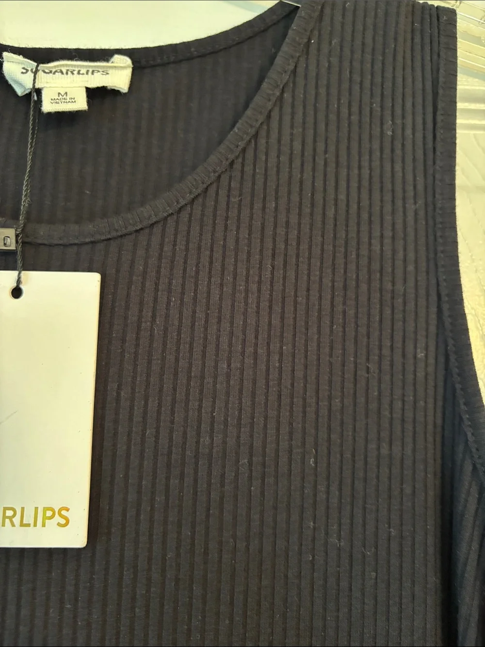 NWT SUGARLIPS RIBBED KNIT TANK DRESS in Black Size Medium - Picture 4 of 7